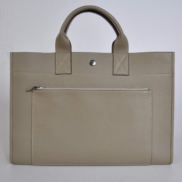 H100 Hermes Valigetta 40CM Bag Clemence Grigio Cuoio